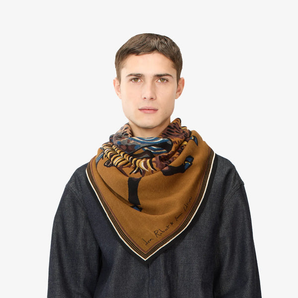 Western Square Scarf in Brown, from Inoui Editions