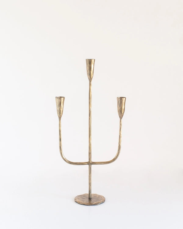 Hand Forged Iron Candelabra Candle Holder in Brass, from Creative Women