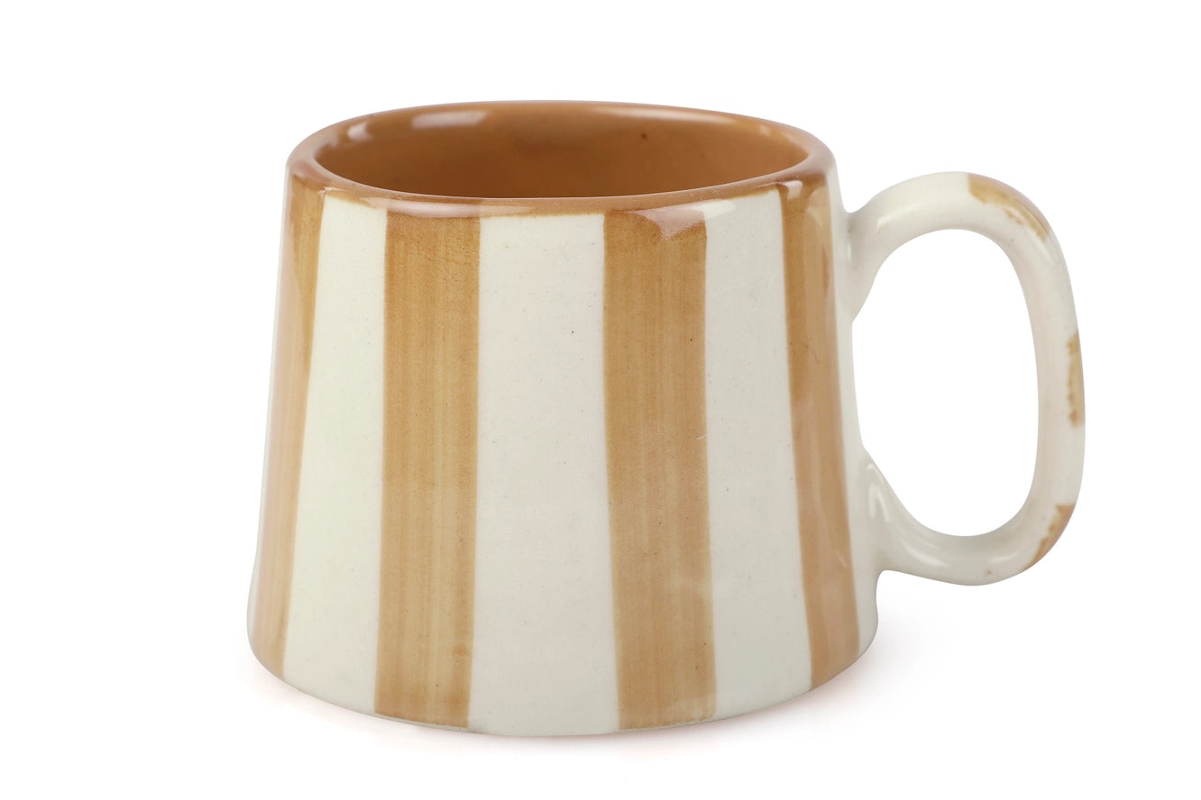 Ceramic Stripe Coffee Cup in brown, from Casa Amarosa