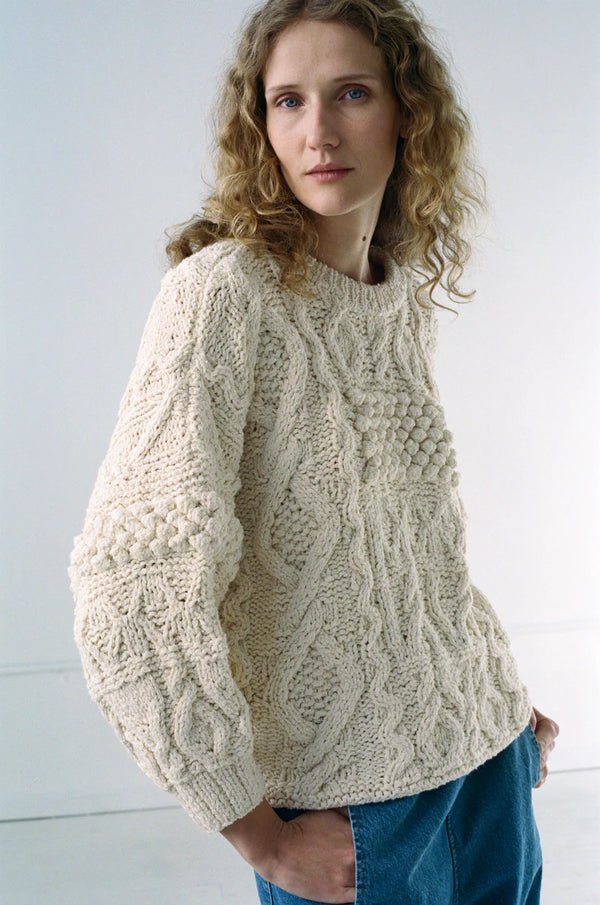 Patchwork Crewneck in Natural, from Shaina Mote