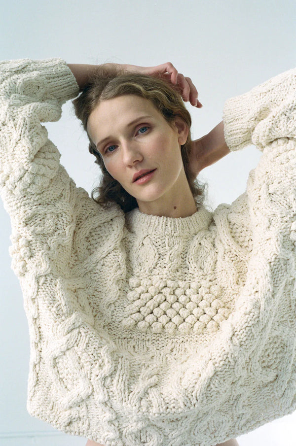 Patchwork Crewneck in Natural, from Shaina Mote