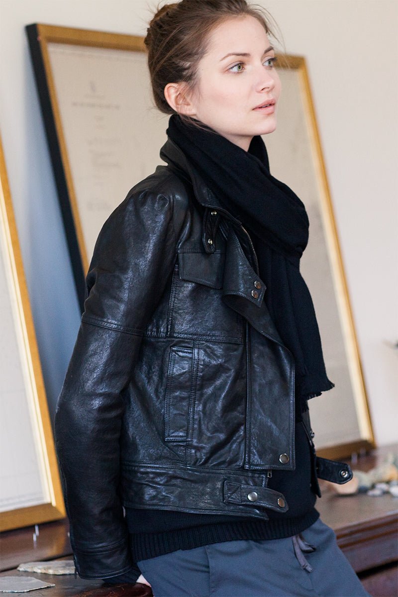 Leather Biker Jacket in Black, from Emerson Fry