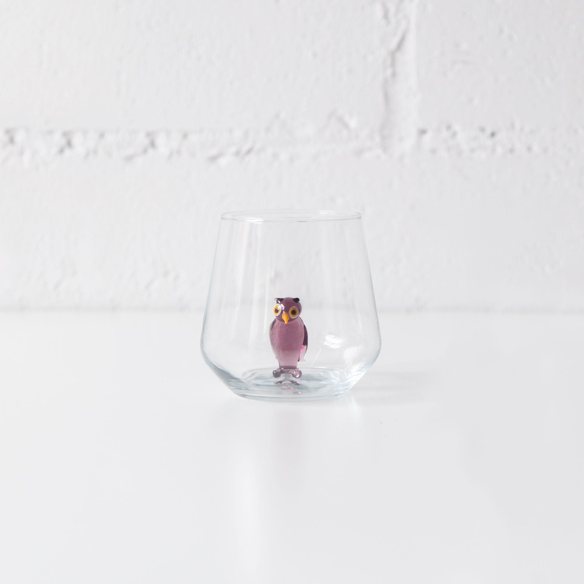Purple Owl Drinking Glass