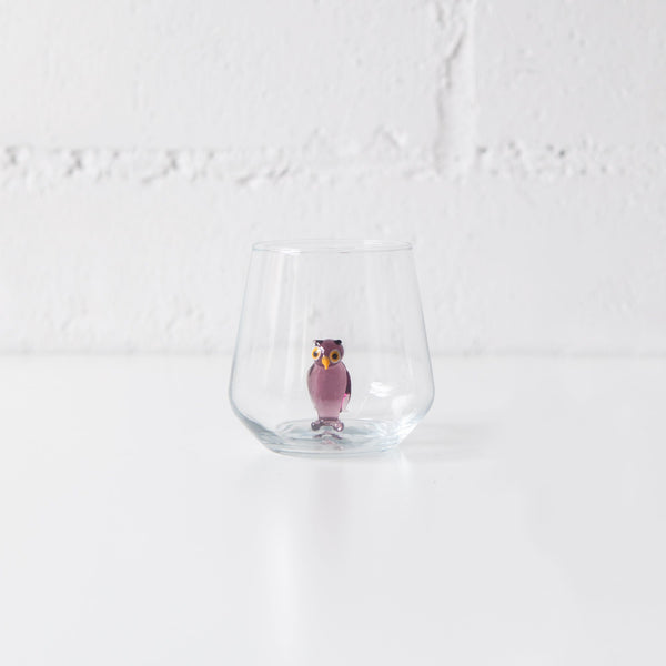 Purple Owl Drinking Glass, from Minizoo