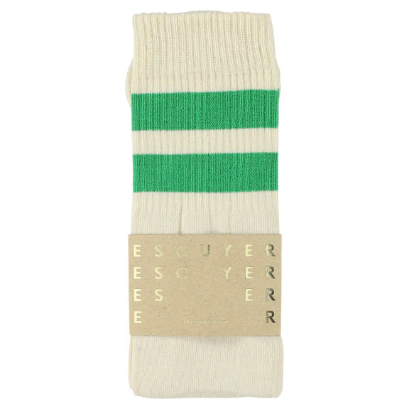Tube Socks in Ecru and Bright Green, from Escuyer