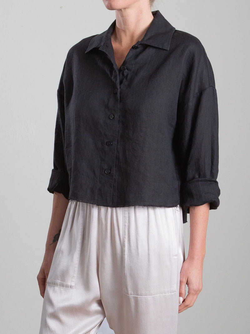 Esme Shirt French Linen in Black, from Pharaoh