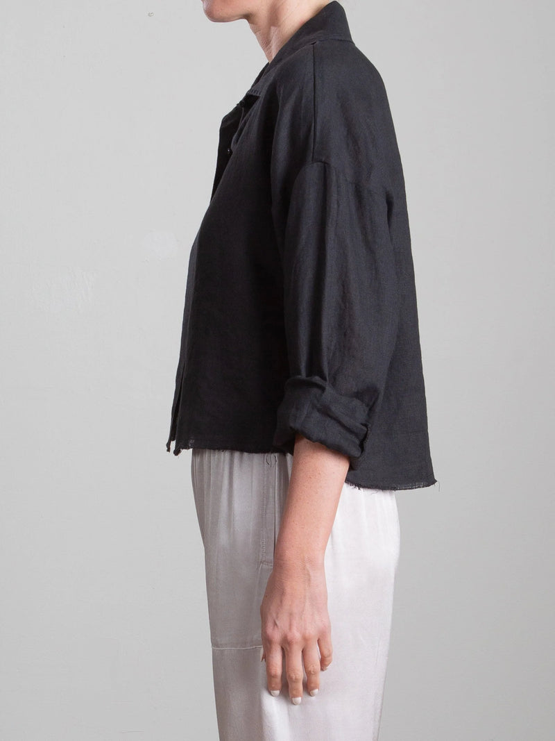 Esme Shirt French Linen in Black, from Pharaoh