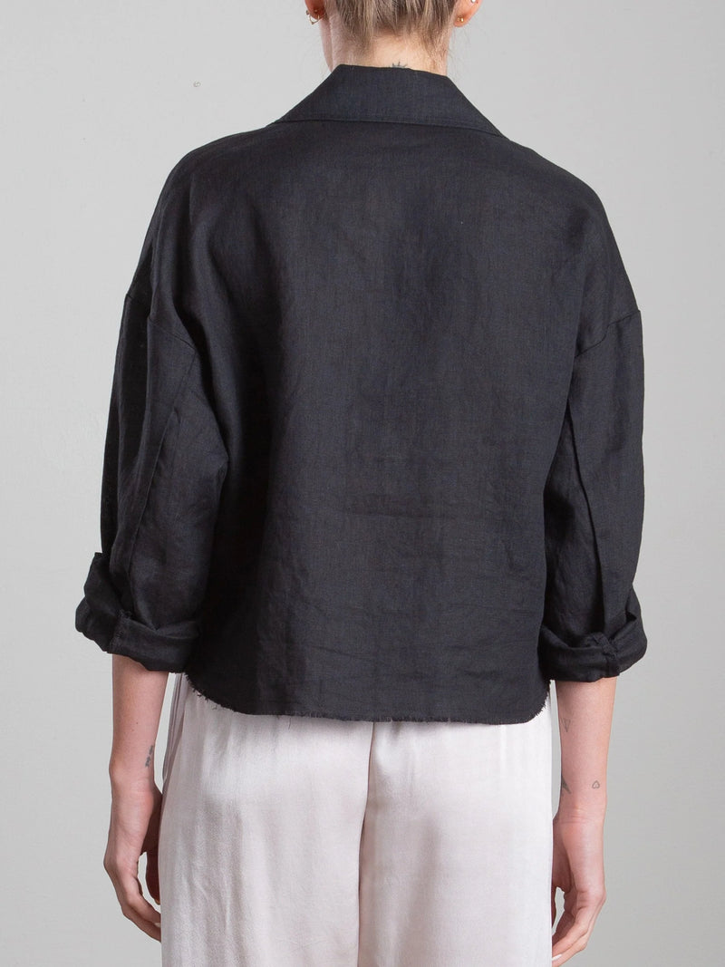 Esme Shirt French Linen in Black, from Pharaoh