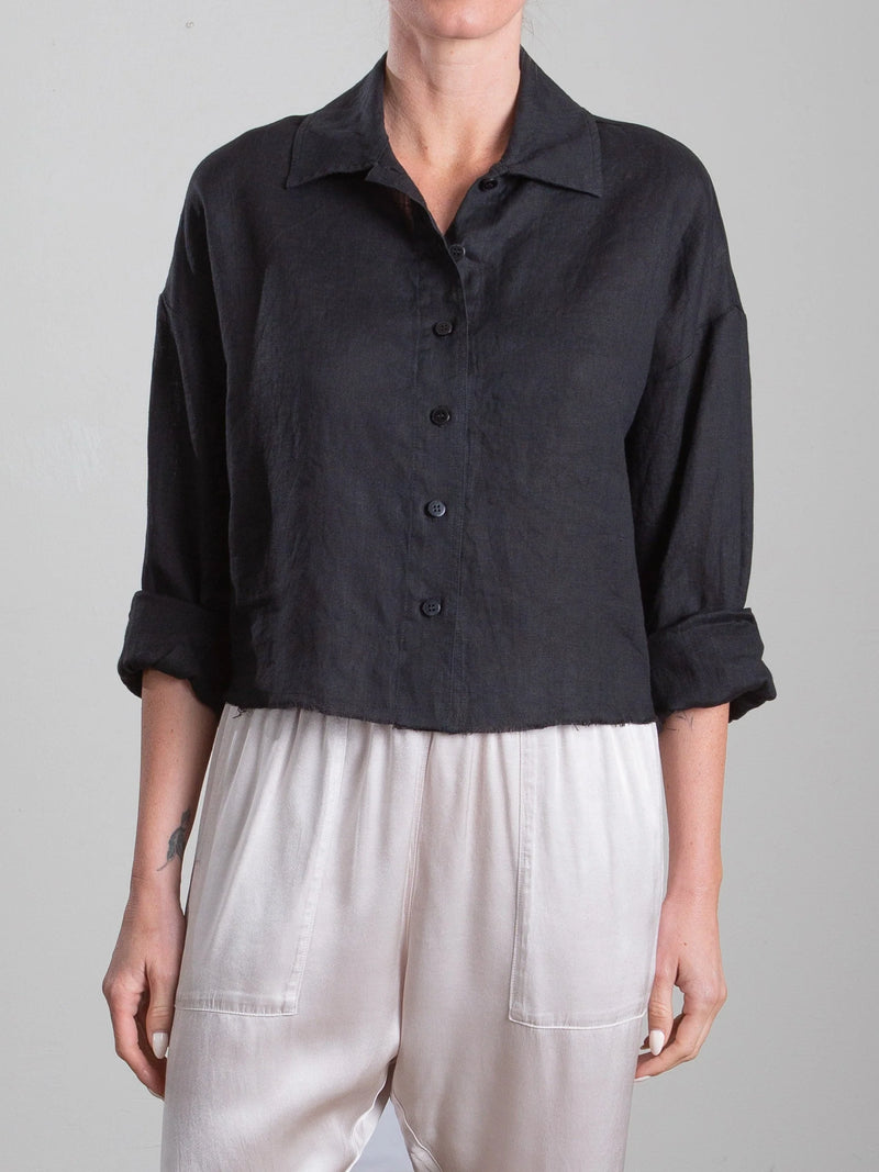 Esme Shirt French Linen in Black, from Pharaoh