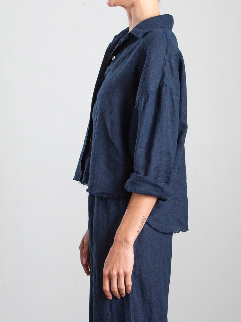 Esme Shirt French Linen in Ink, from Pharaoh