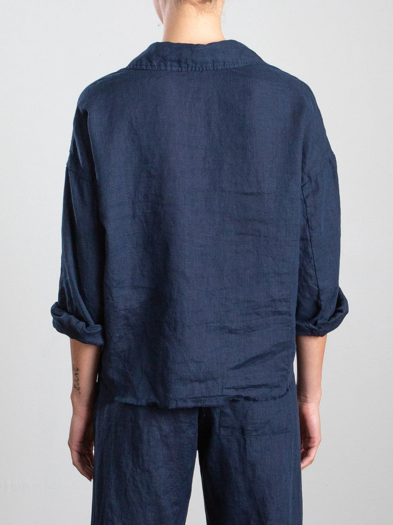 Esme Shirt French Linen in Ink, from Pharaoh