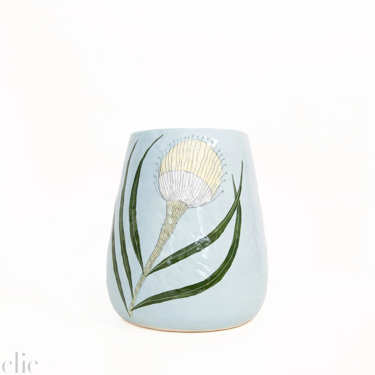Large Yellow Flower Vase 12 in Blue, from Gemma Orkin Ceramics