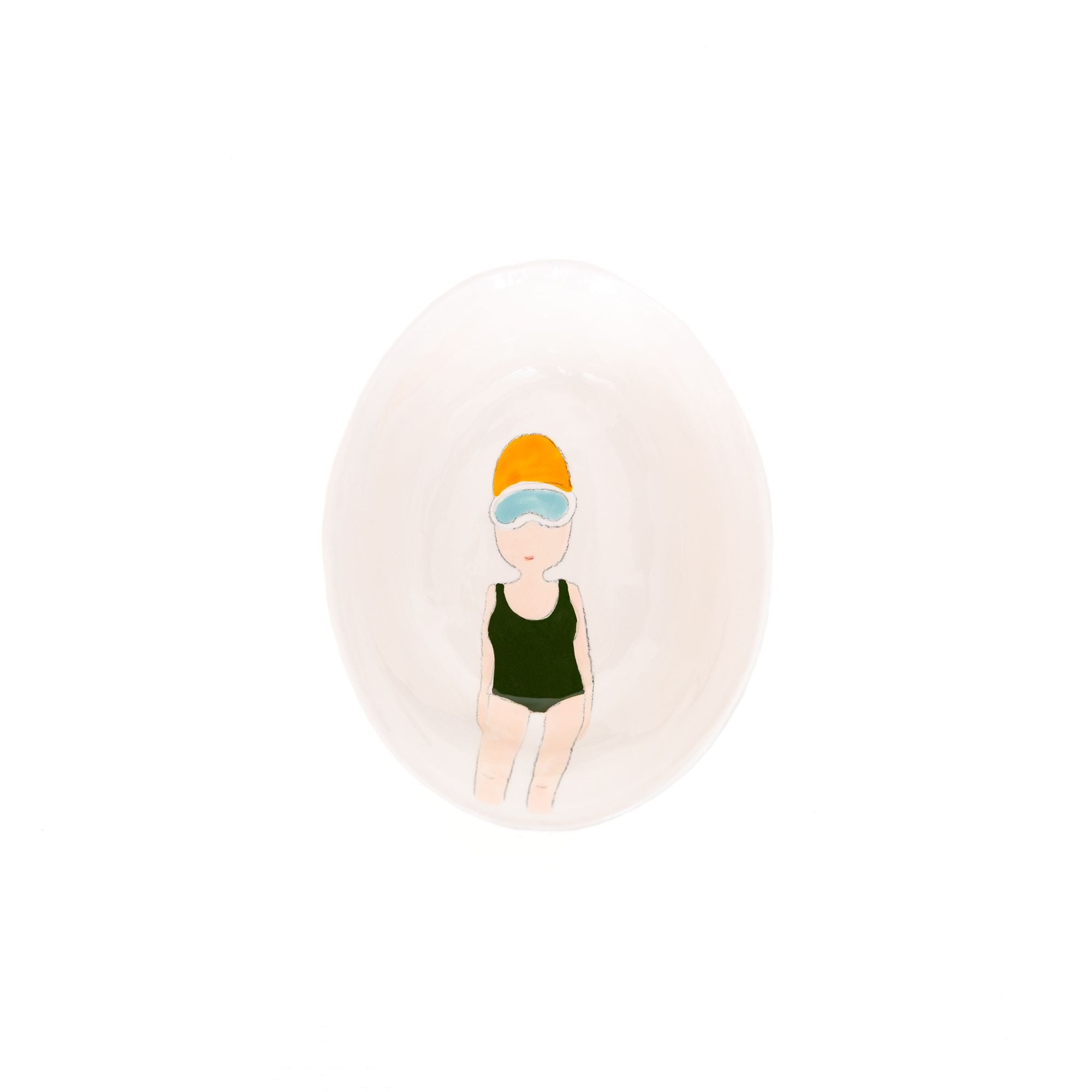 Small Swimmer Oval Dish in White, from Gemma Orkin Ceramics