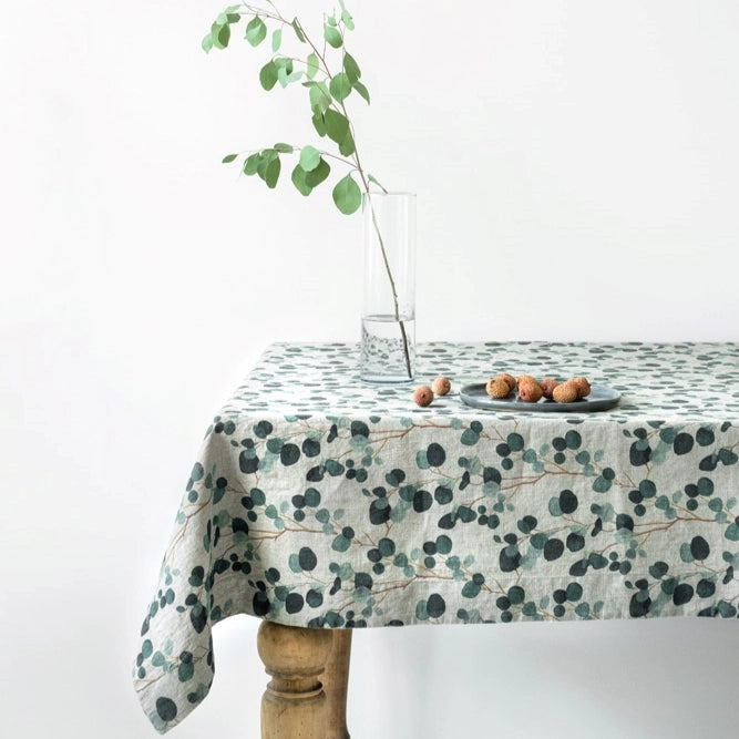 Eucalyptus On Natural Linen Tablecloth, from Linen Tales