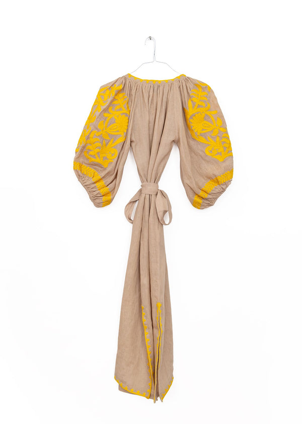 Vita Fleur Puff Verinica Dress Beige Yellow, from Benaras by Citrus