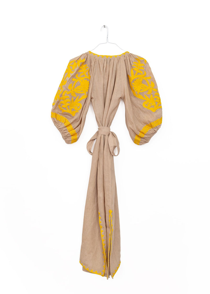 Vita Fleur Puff Verinica Dress Beige Yellow, from Benaras by Citrus