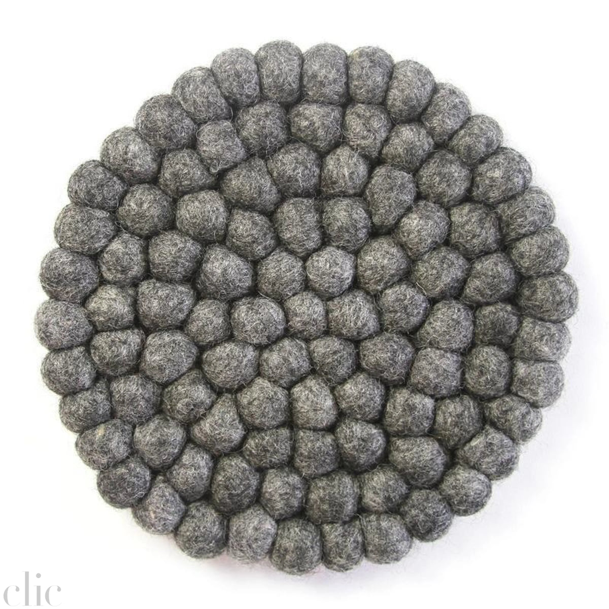 Set of 4 Felt Ball Coasters in Dark Grey