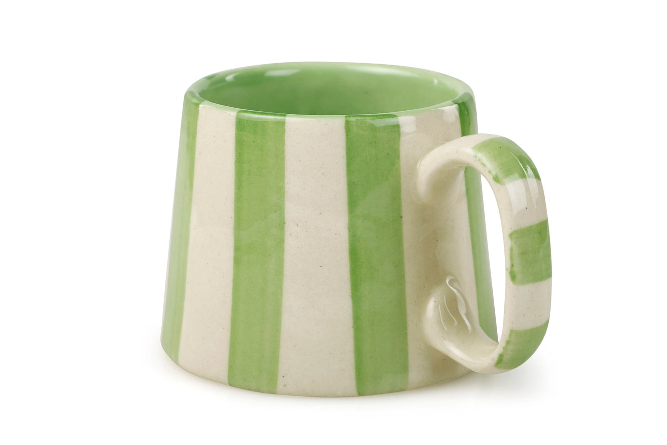 Ceramic Stripe Coffee Mug in Green, from Casa Amarosa