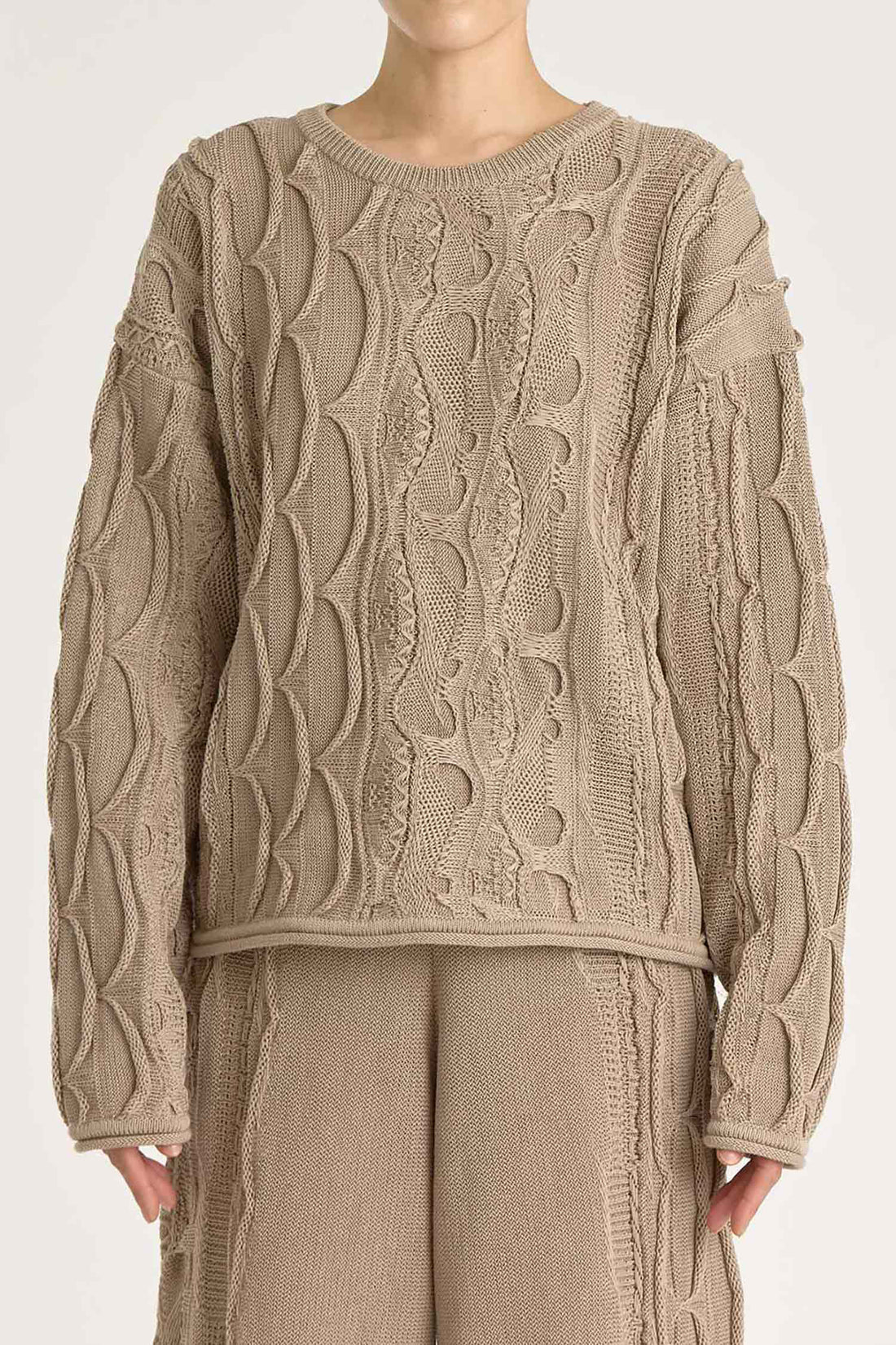 Cable Summer Knit Top in Taupe, from Black Crane