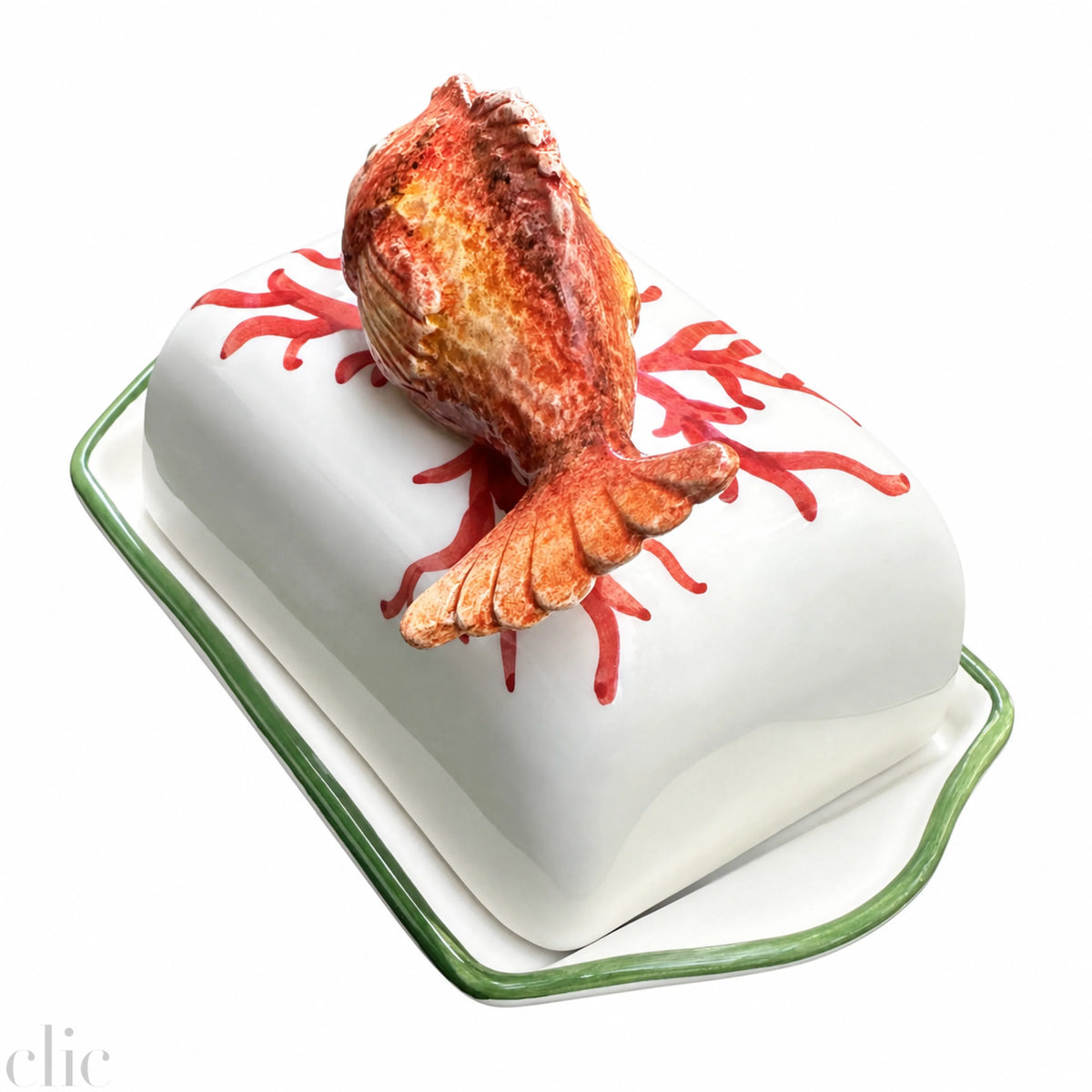 Majolica Scorpionfish Butter Dish, from Au Bain Marie
