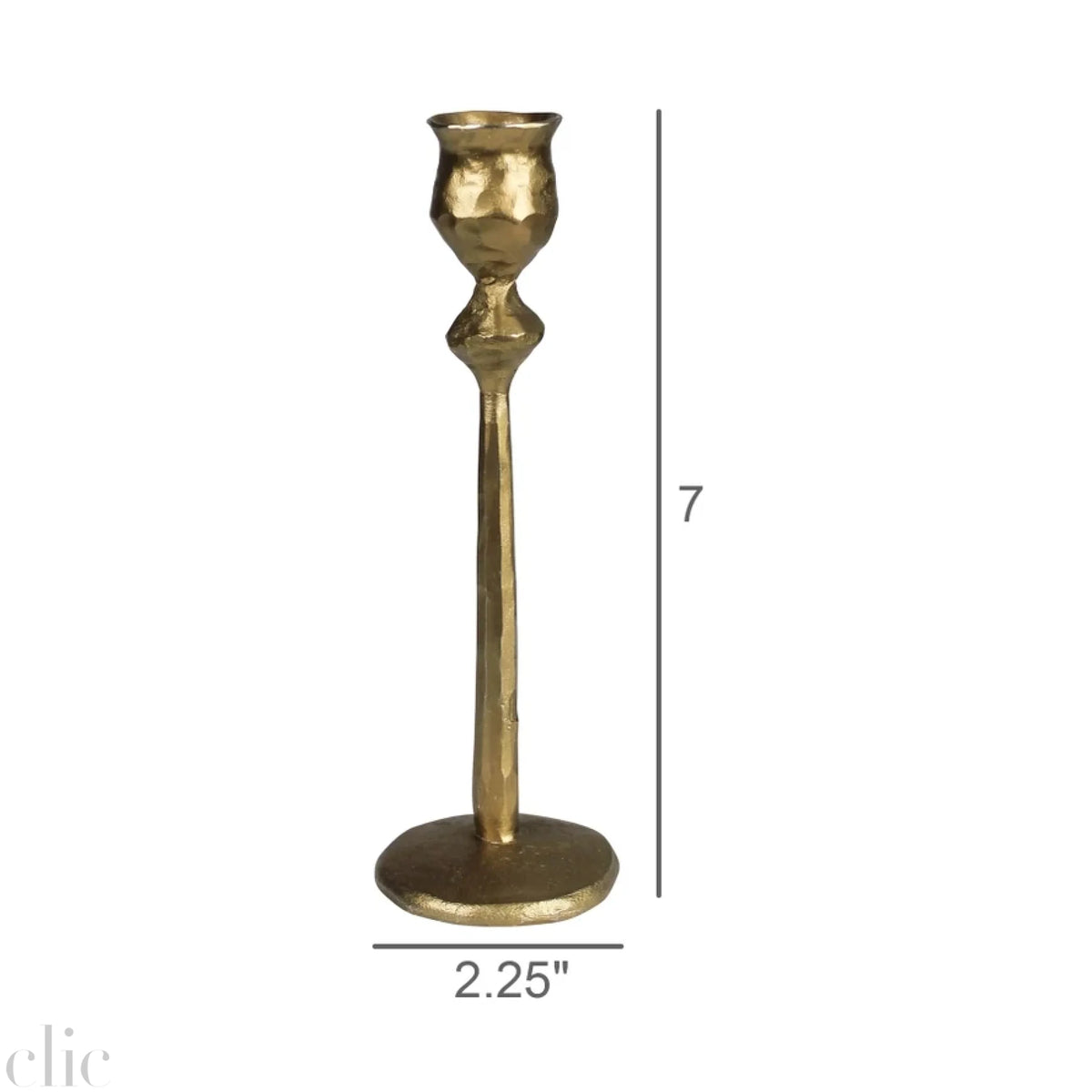 Medium Sonrisa Taper Candle Holder in Brass, from HomArt