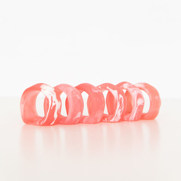 Set of 6 Napkin Rings in Pink Swirl, from Nashi Home