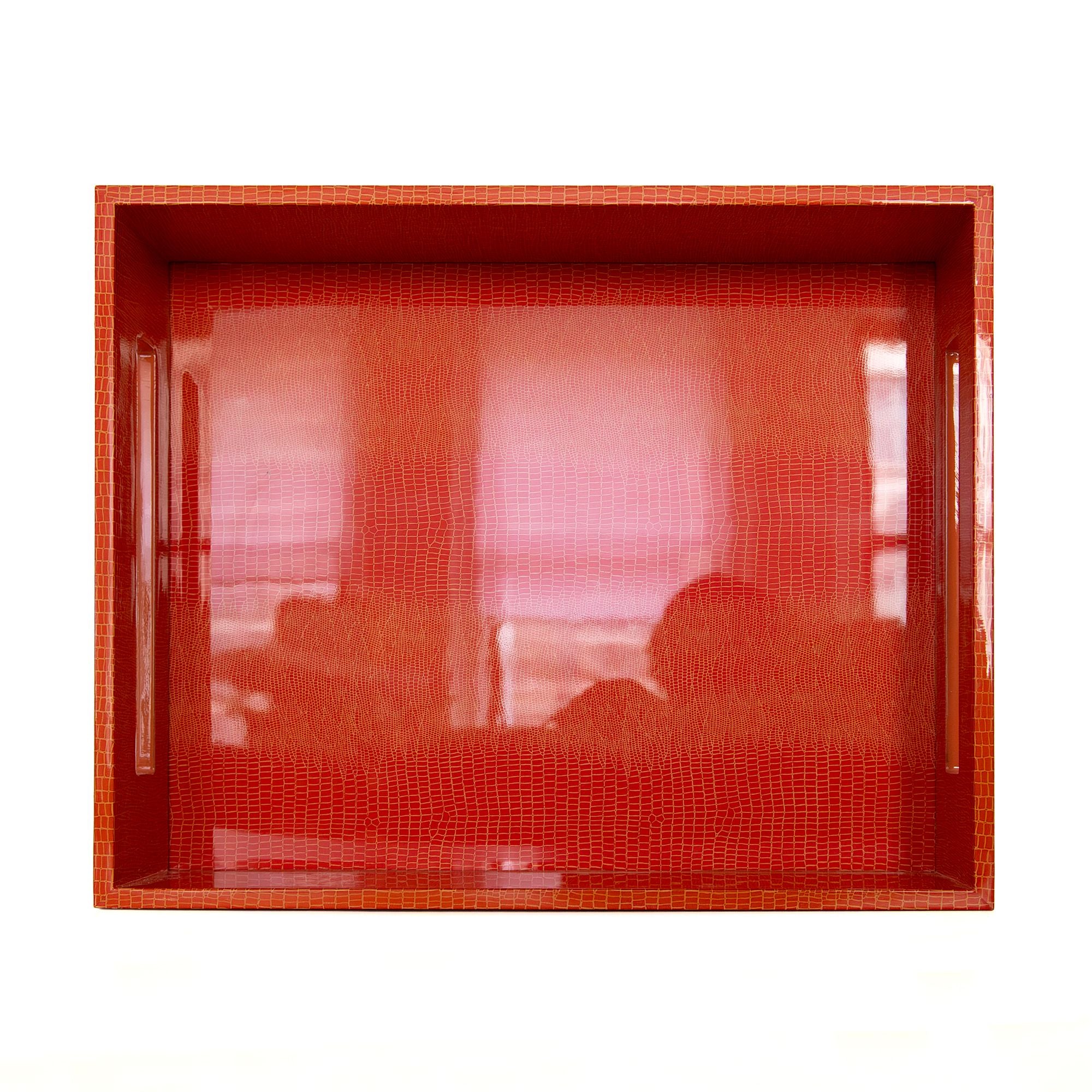 Rectangular Tray in Orange and Croc, from Addison Ross