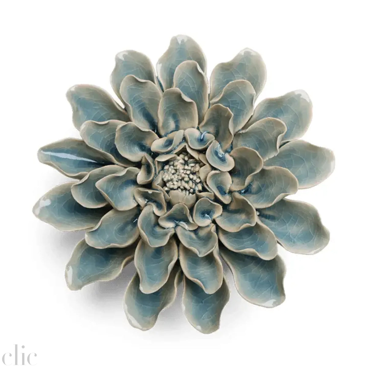 Ceramic Dahlia flower in Teal