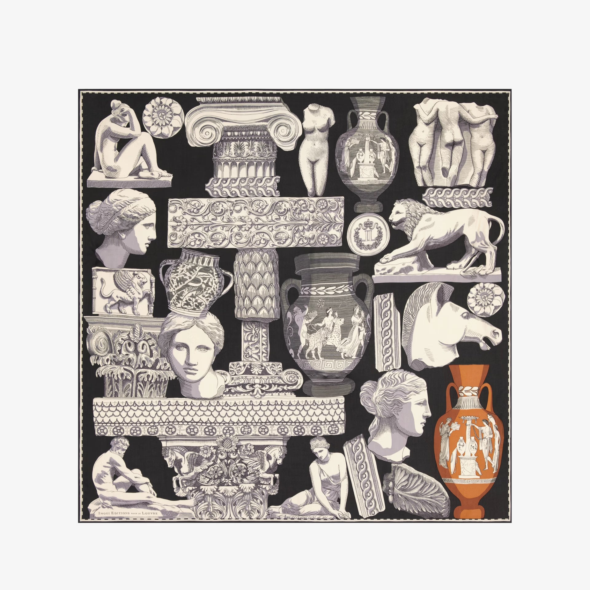 Square Archives Scarf in Black, from Inoui Editions