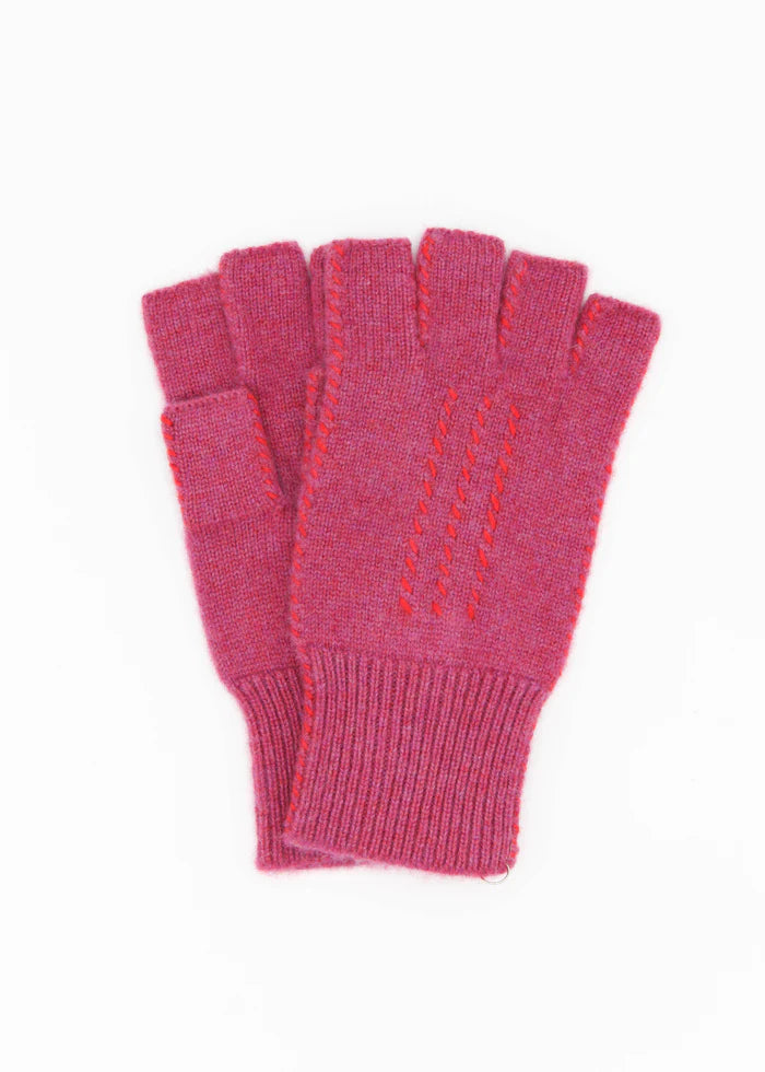 Cashmere Fingerless Stitch Gloves in Heather Rose, from Meg Cohen