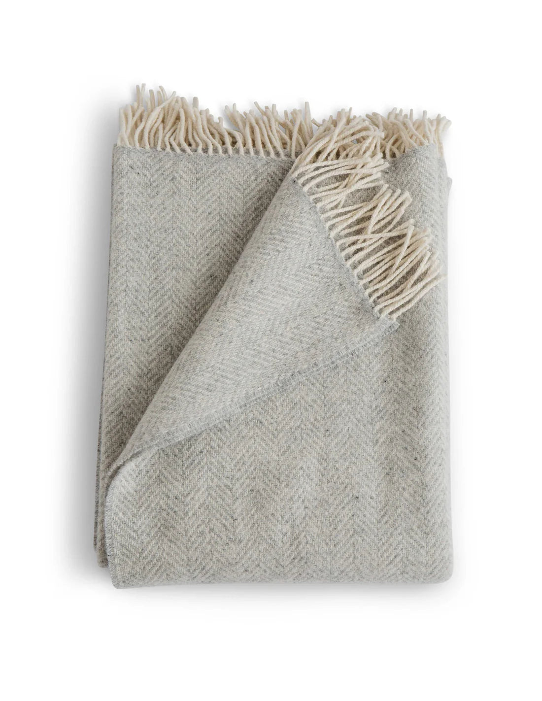 Herringbone With Cashmere Throw in Fog, from Evangeline Linens