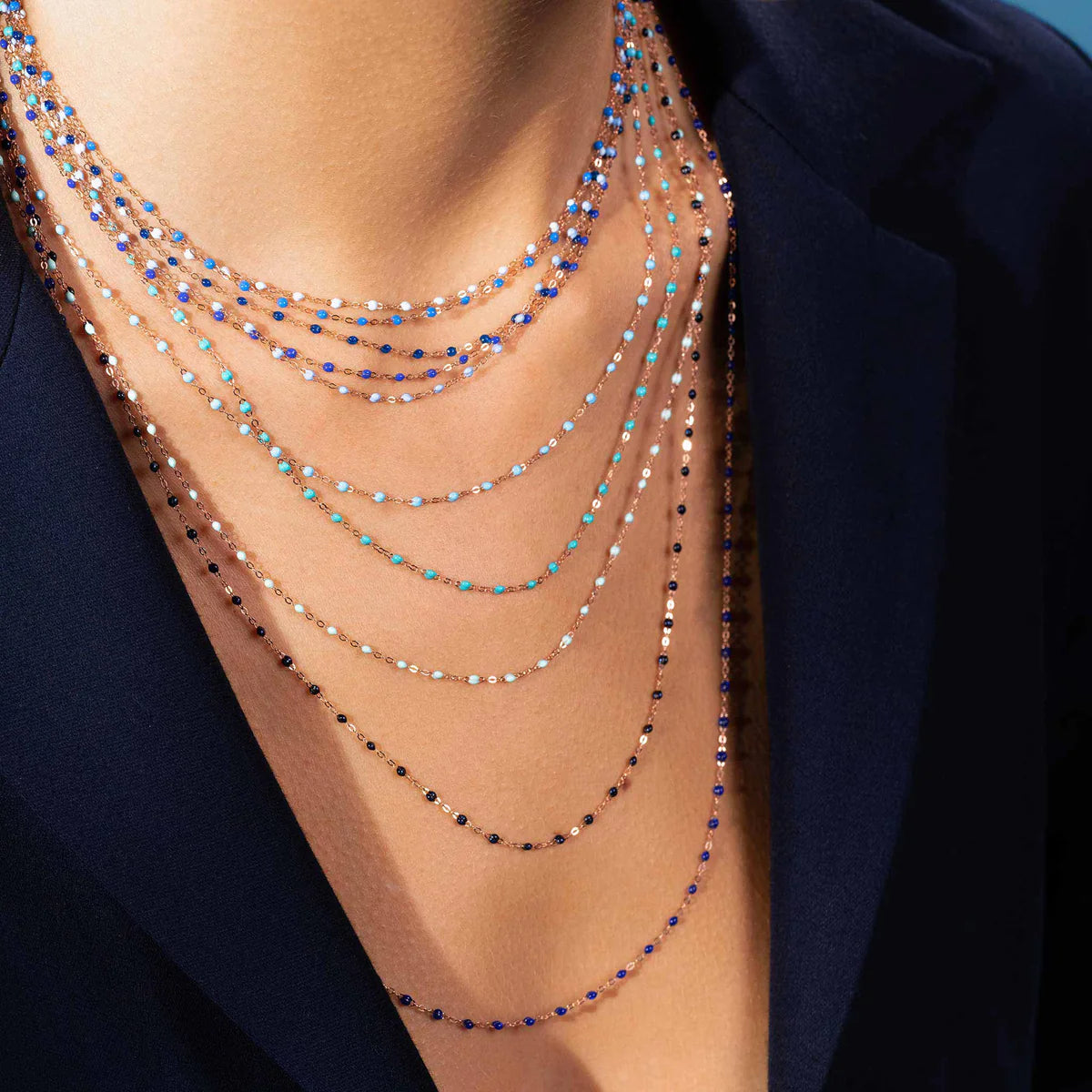 Classic Gigi Blue Necklace, Yellow Gold from Gigi Clozeau