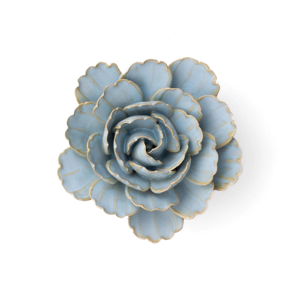 France Ceramic Flower Wall Art in Teal Gardenia, from Chive