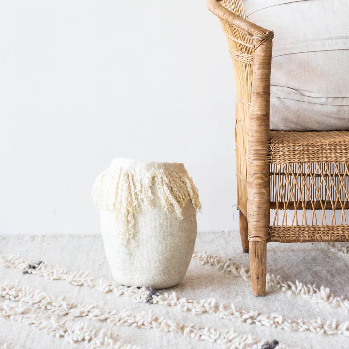 Fringed Skirt Mohair Basket, from Kanju Interiors