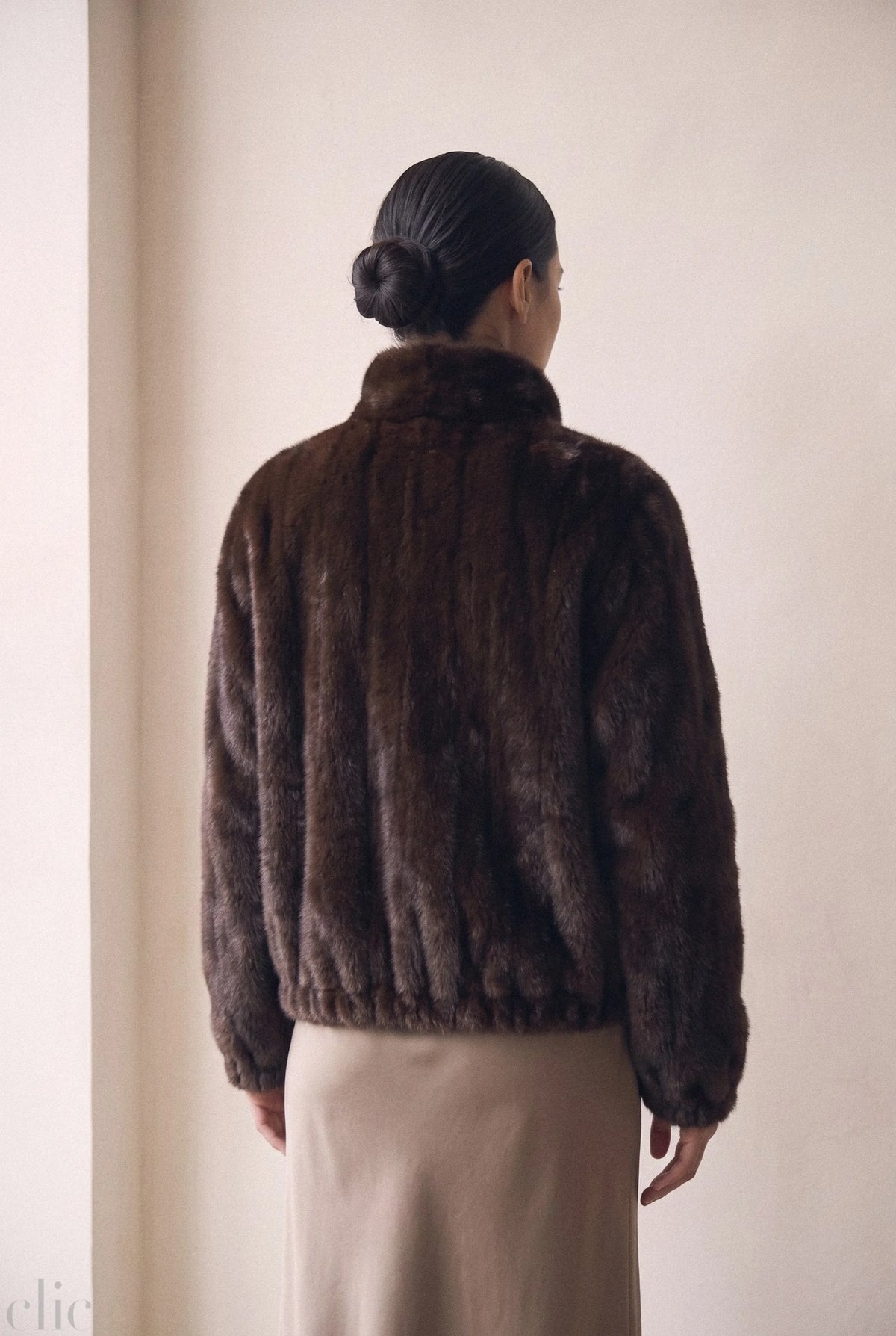 Reversible Faux Fur Dark Brown and Navy, from Frisson