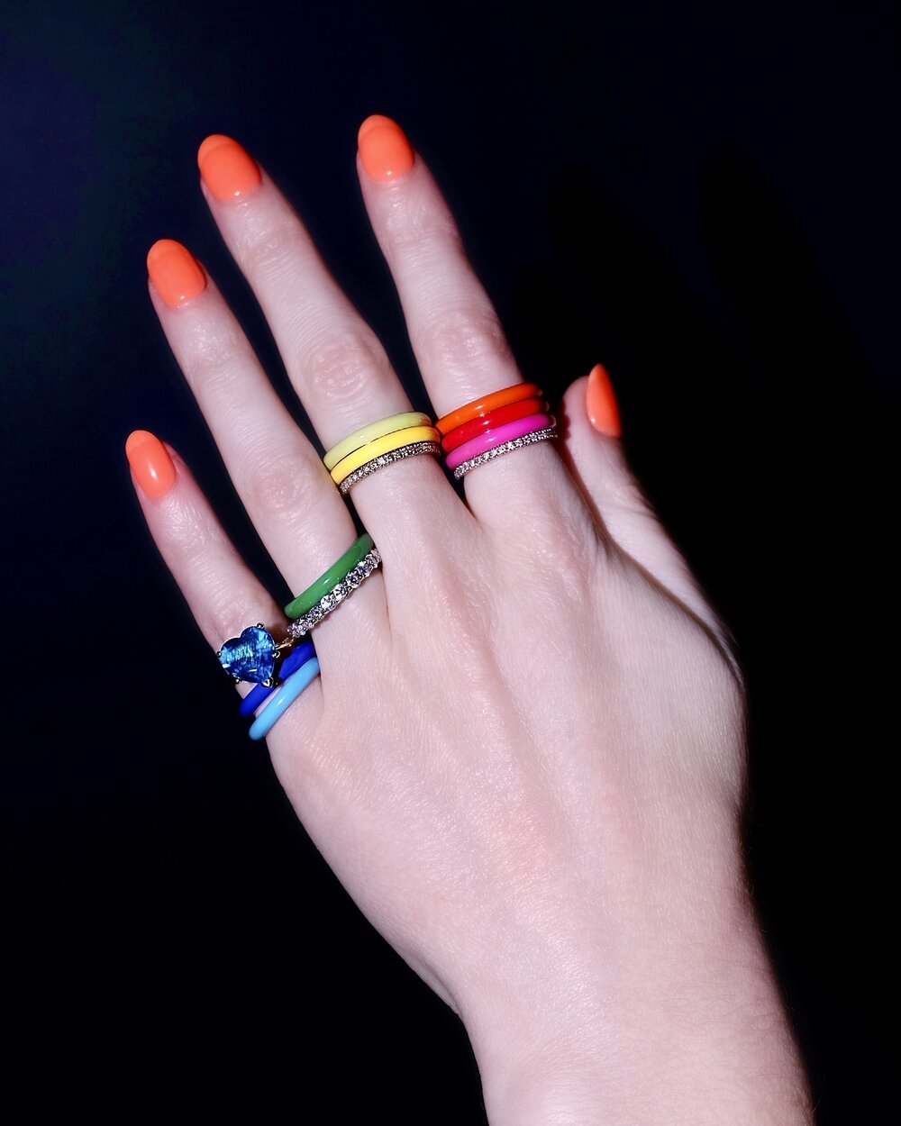 Enamel Thin Stacking Ring 14K Gold, from Fry Powers