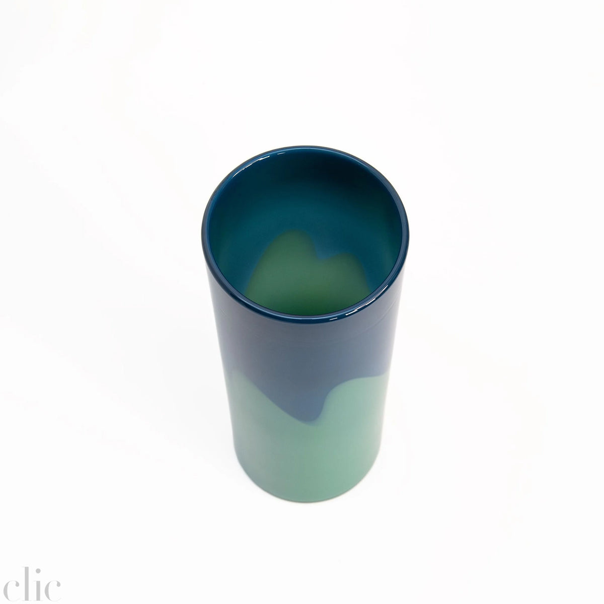 Tall Drip Vase in Pidgeon Blue and Jade Green