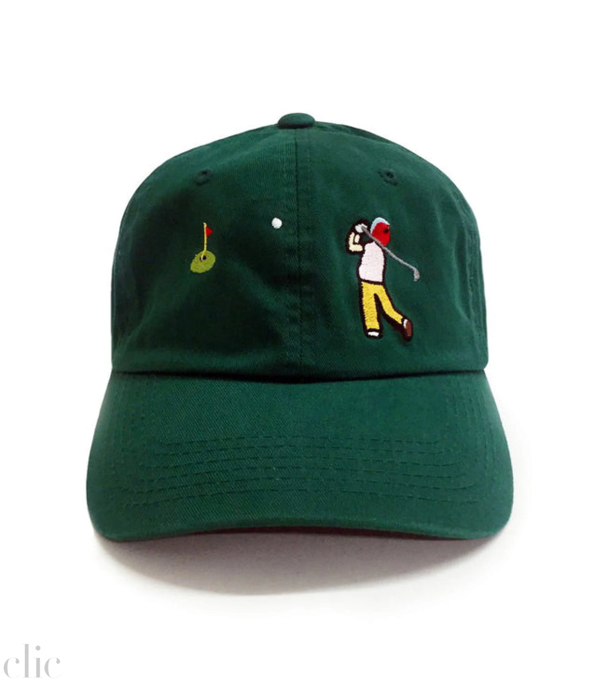 Golf Embroidered Dad Hat in Forest Green