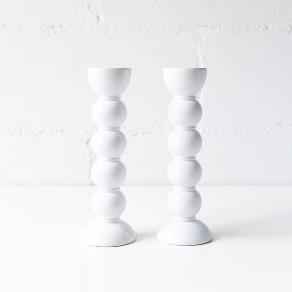 Bobbin Candlestick Holder in White, from Addison Ross