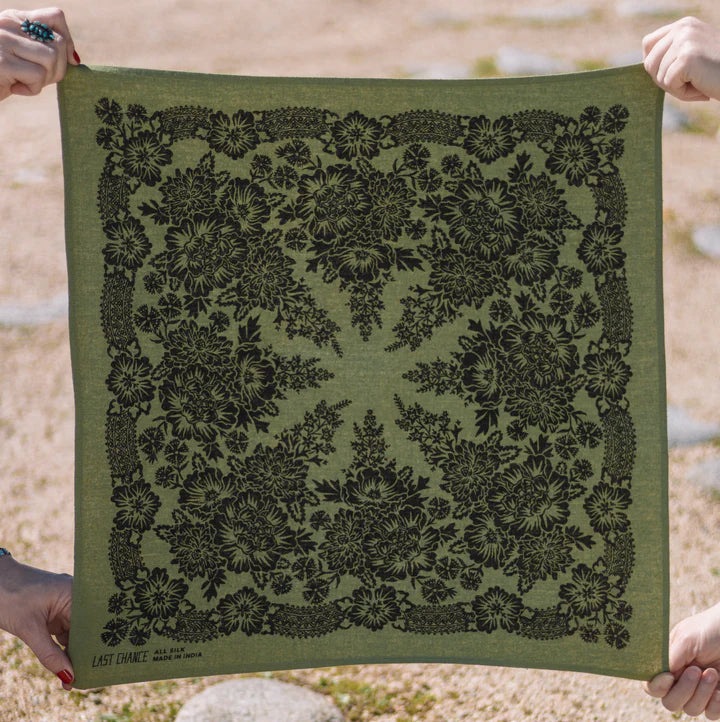 Natural Dye Silk Bandana in Grass Green, from Last Chance Textiles