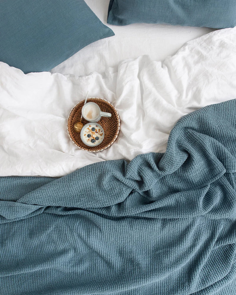Waffle Blanket in Grey Blue, from Magic Linen