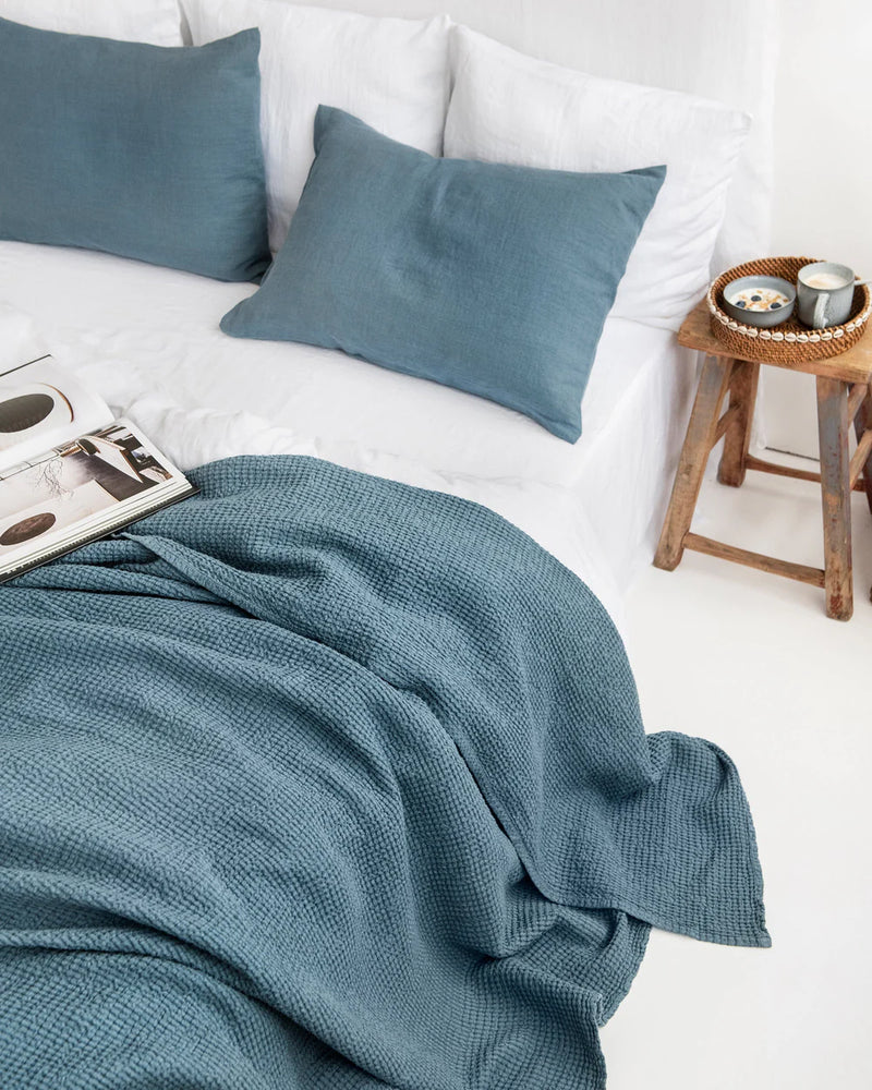 Waffle Blanket in Grey Blue, from Magic Linen