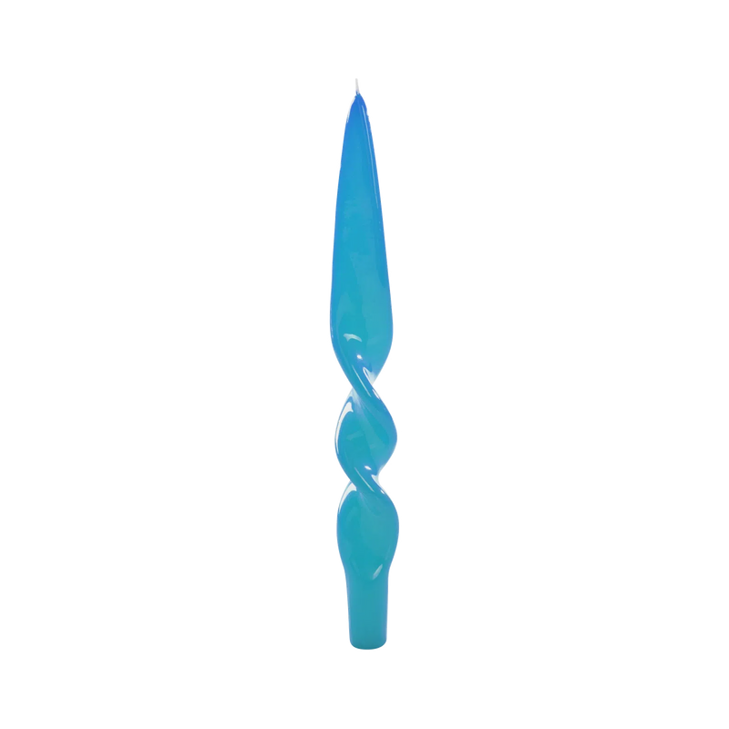 Set of 2 Spiral Candles in Turquoise, from Graziani