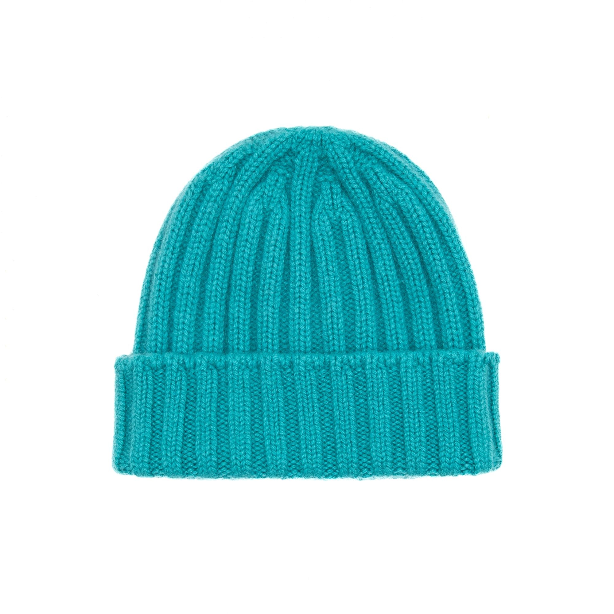Cashmere Rib Hat in Turquoise, from Cableami