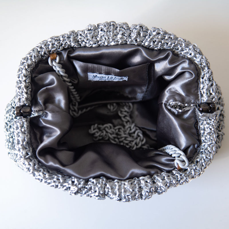 Metallic Silver Game Crochet Bag, from Maria La Rosa