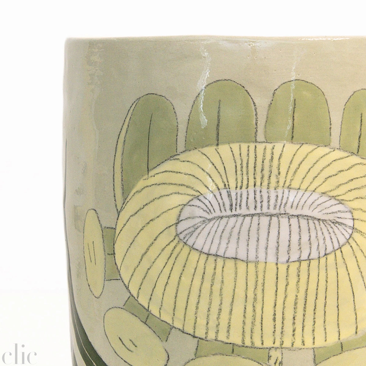 Small Yellow Flower Vase 11 in Green, from Gemma Orkin Ceramics