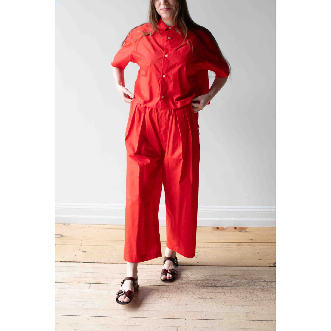 Hakama Poplin Pants in Red, from Nicholson & Nicholson