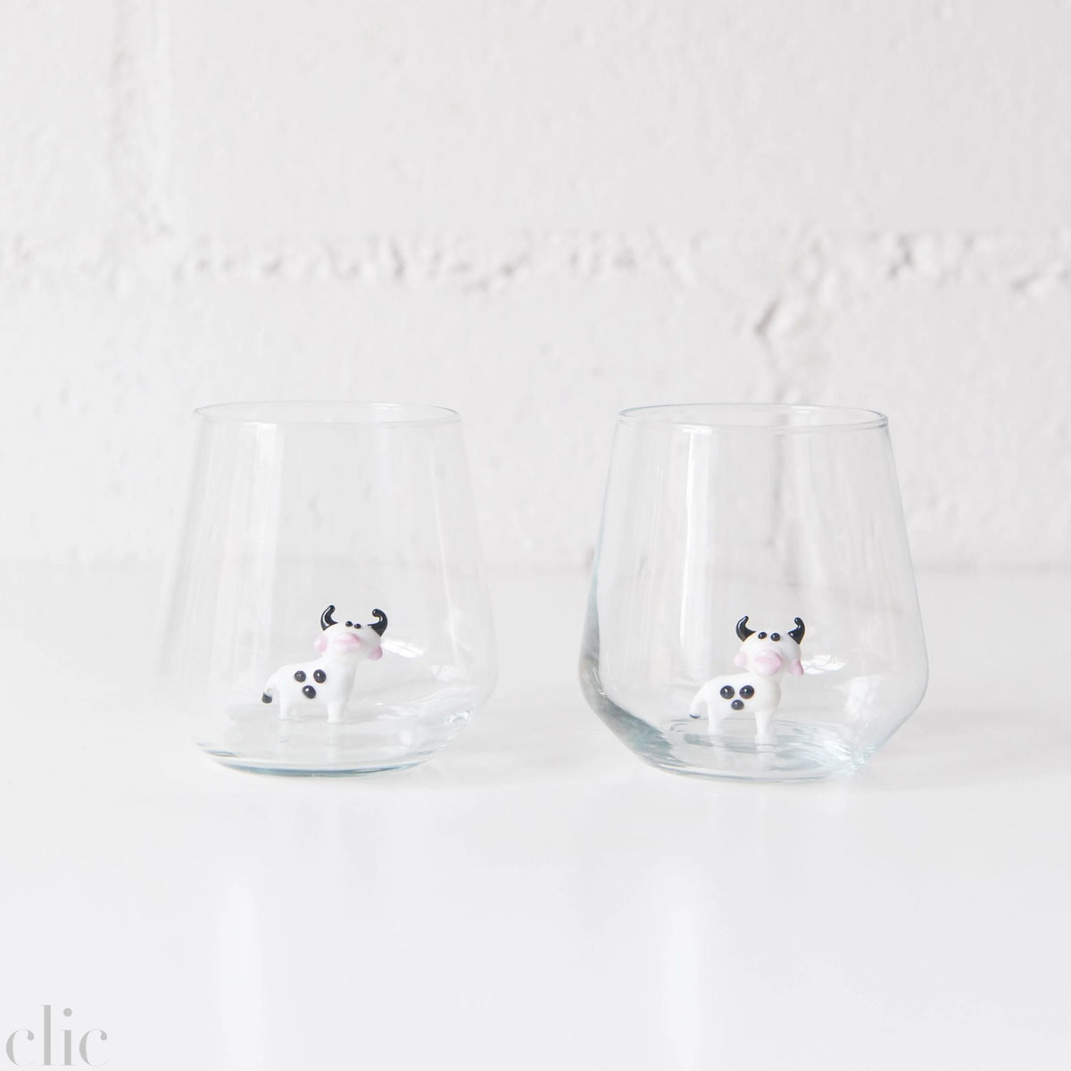 Cow Drinking Glass