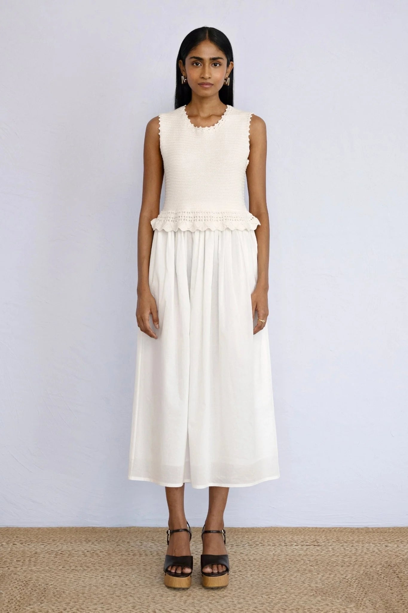 Heather Crochet Dress in Ivory, from Banjanan