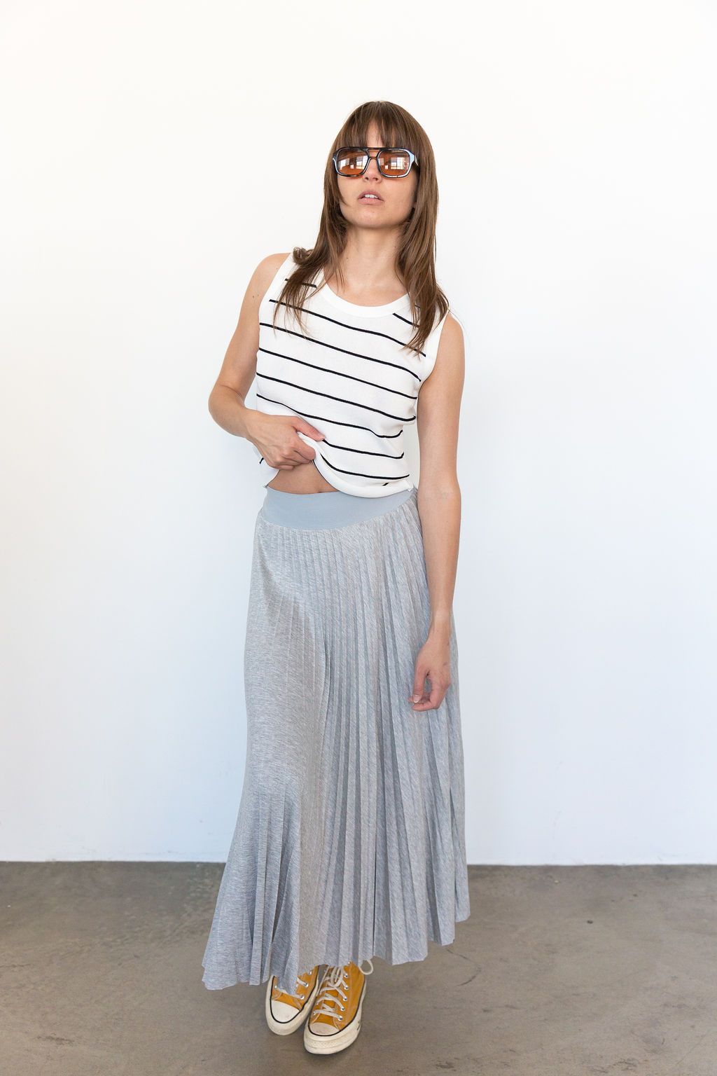 Della Jersey Skirt in Heather Grey, from Loyd Ford